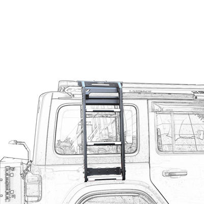 18-23 Wrangler Rubicon Jeep BLACK Roofrack van roestvrij staal Ladder voor offroadvoertuigen