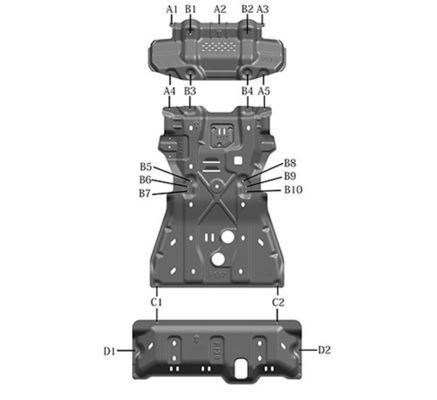 Standaard motor onderste beschermplaat motor dekking Fortuner Full Skid Plate Set voor Toyota
