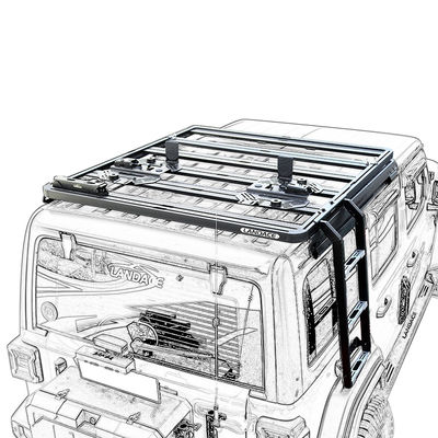 Landace logo auto onderdelen staal zwart poeder gecoat zijdeling ladder staart ladder voor WranglerJK