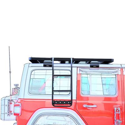Stijlvolle en functionele zwarte roestvrijstalen zijladder voor Jeep WranglerJL dakrek