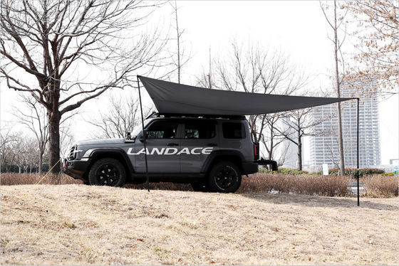Aluminium legering Zwarte zijkant Canopy Makkelijk Open Auto Dak Rack Dak Top Tent Awning