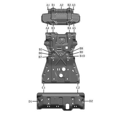 Aluminium brandstoftank overdrachtskoffer Skid Plate voor Toyota Fortuner originele auto matching