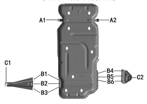 Poederbedekte Nissan Navara onder voertuig pantser motor bewaking transfer case 3D skid plaat