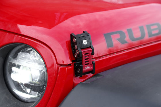 Jeep Wrangler JK JL 2007 Heavy Duty Black Aluminium Hood Lock Set met Amerikaanse vlag